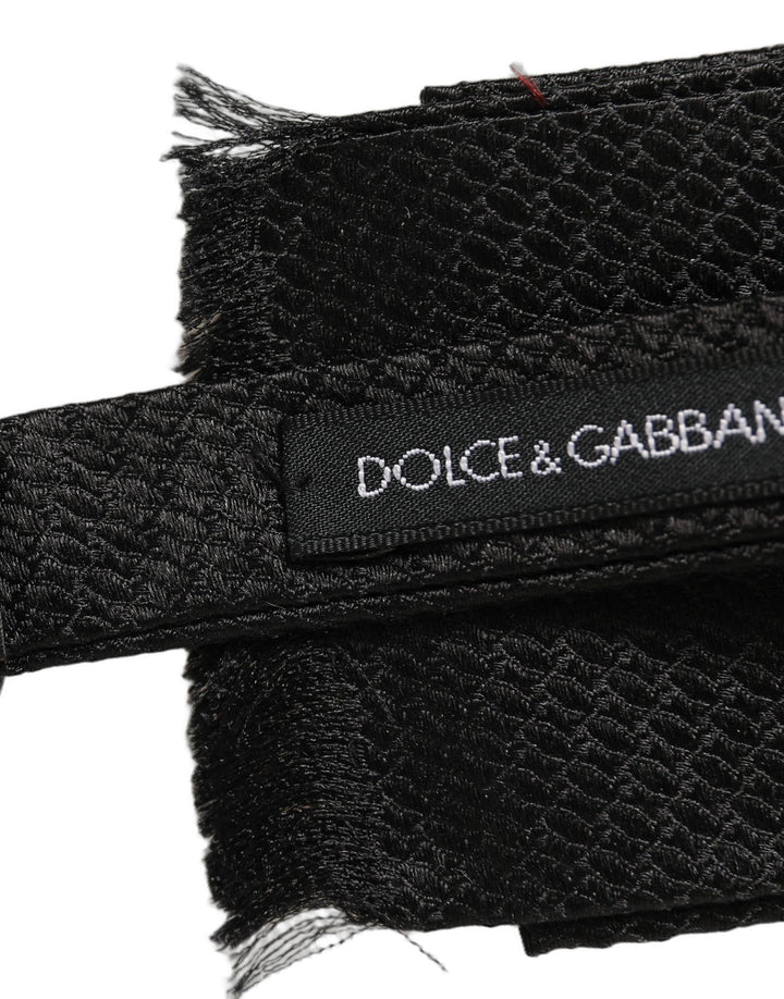 Dolce & Gabbana Men Black 100% SIlk Adjustable Neck Papillon Bow Tie