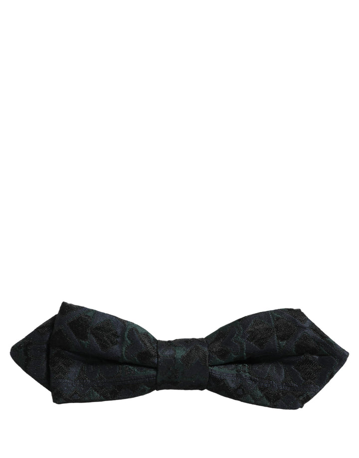 Dolce & Gabbana Men Black Green Paisley Adjustable Neck Papillon Bow Tie