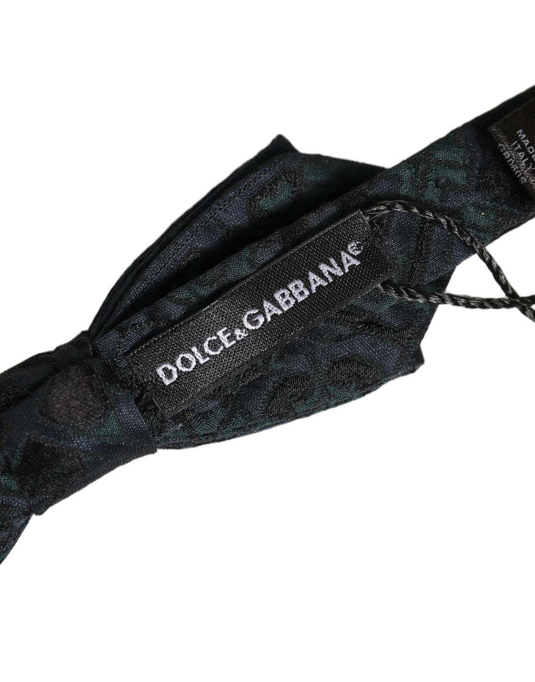 Dolce & Gabbana Men Black Green Paisley Adjustable Neck Papillon Bow Tie