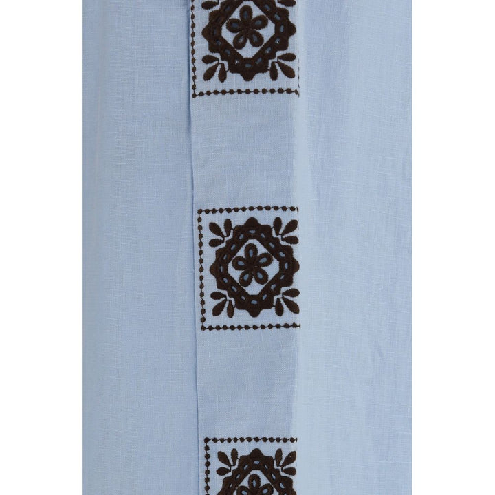 Alemais Blue Linen Casual Pants