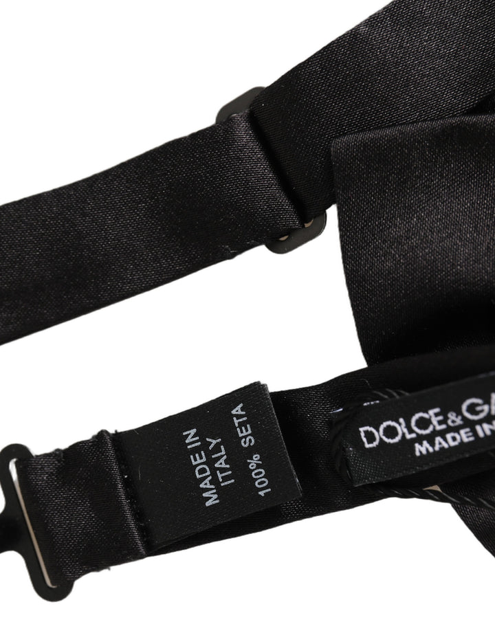 Dolce & Gabbana Men Black 100% Silk Adjustable Neck Papillon Bow Tie