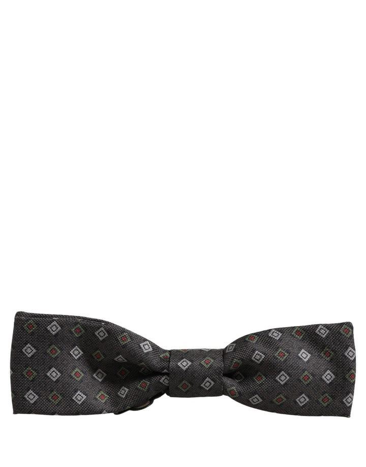 Dolce & Gabbana Men Dark Gray Geometric Adjustable Bow Tie