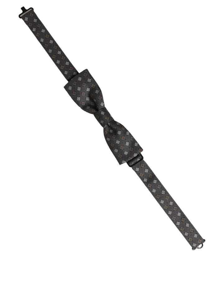 Dolce & Gabbana Men Dark Gray Geometric Adjustable Bow Tie
