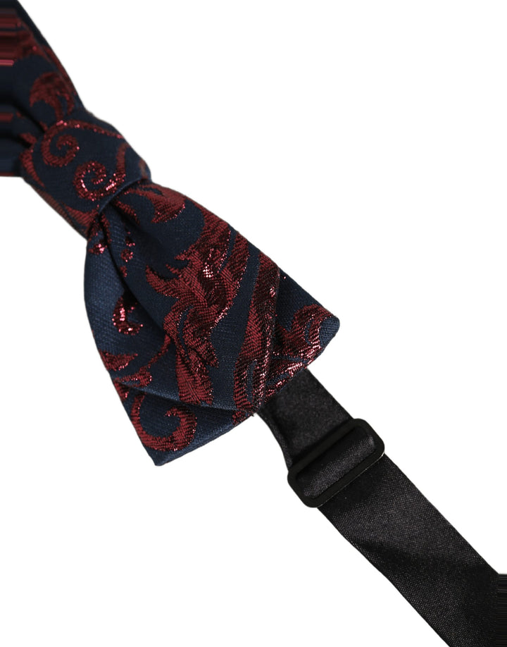 Dolce & Gabbana Men Blue Red Paisley Adjustable Neck Papillon Bow Tie