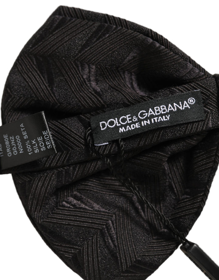 Dolce & Gabbana Men Black Patterned Adjustable Neck Papillon Bow Tie