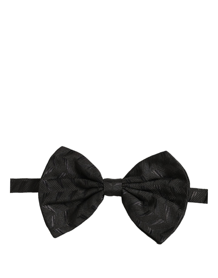 Dolce & Gabbana Men Black Patterned Adjustable Neck Papillon Bow Tie