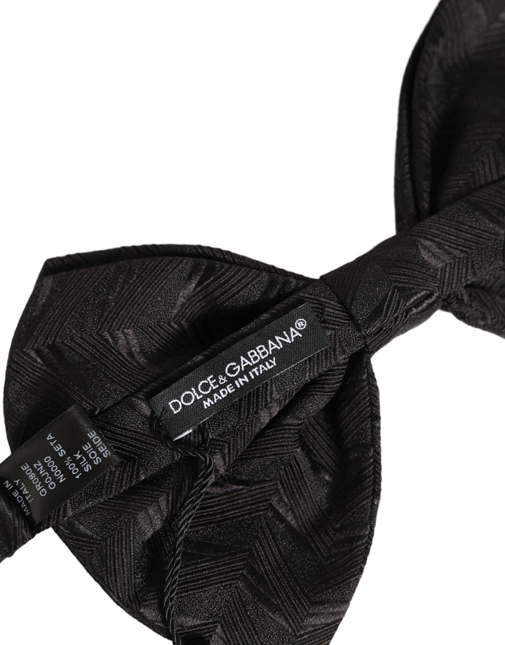 Dolce & Gabbana Men Black Patterned Adjustable Neck Papillon Bow Tie