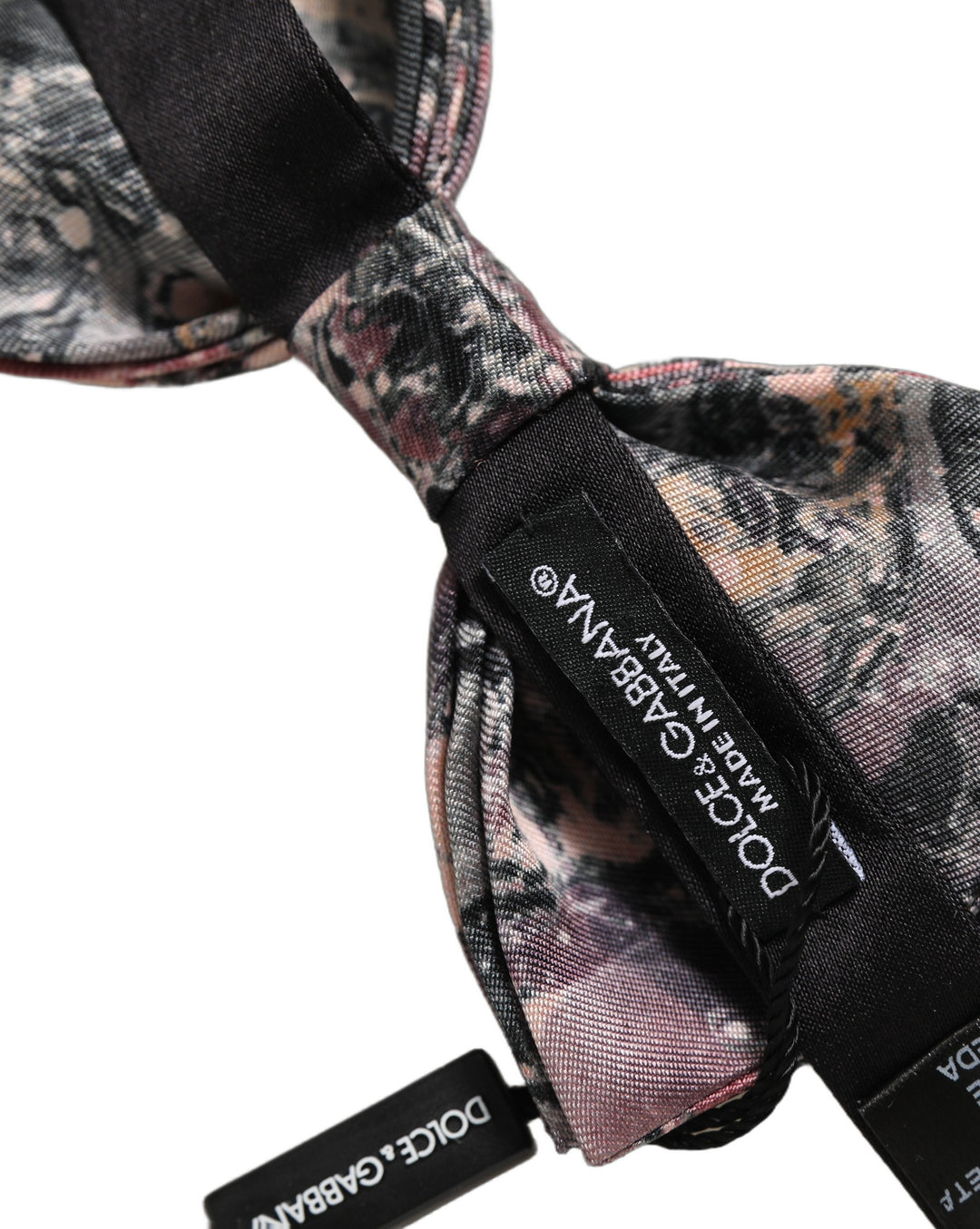 Dolce & Gabbana Multicolor Marble Silk Adjustable Neck Papillon Bow Tie
