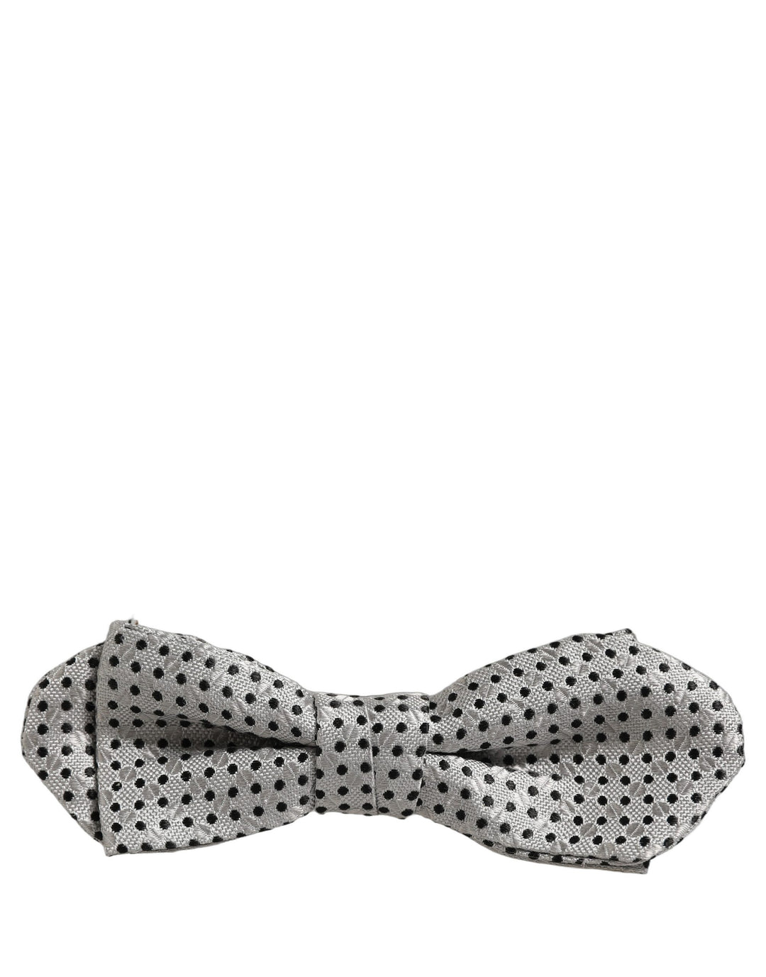 Dolce & Gabbana Men Silver Black Polka Dot Adjustable Neck Papillon Bow Tie