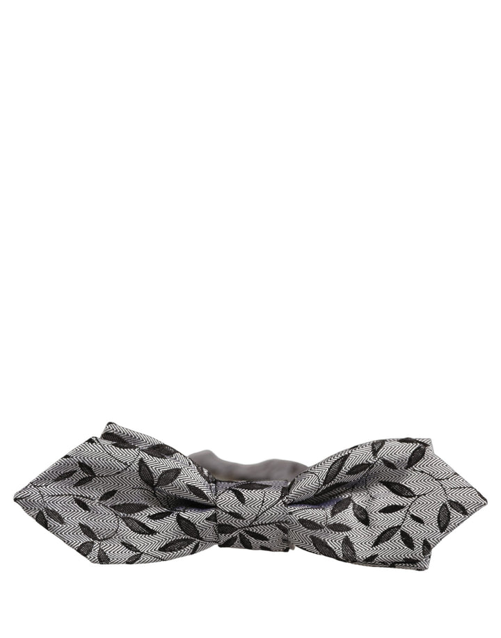 Dolce & Gabbana Men Gray Abstract Silk Adjustable Neck Papillon Bow Tie