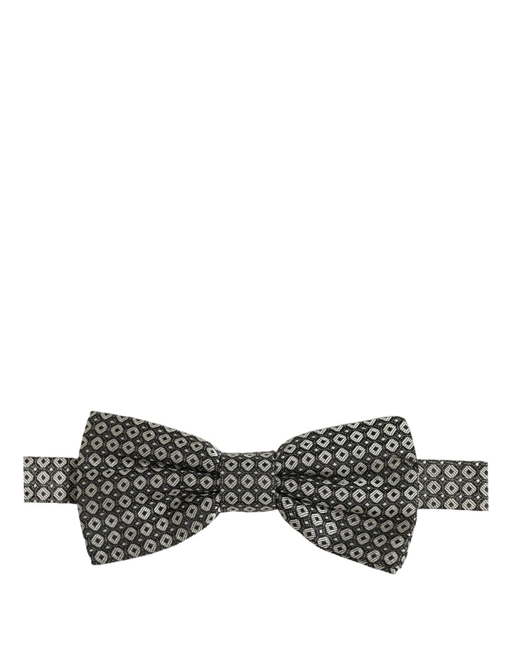 Dolce & Gabbana Men Gray Silk Patterned Adjustable Neck Papillon Bow Tie