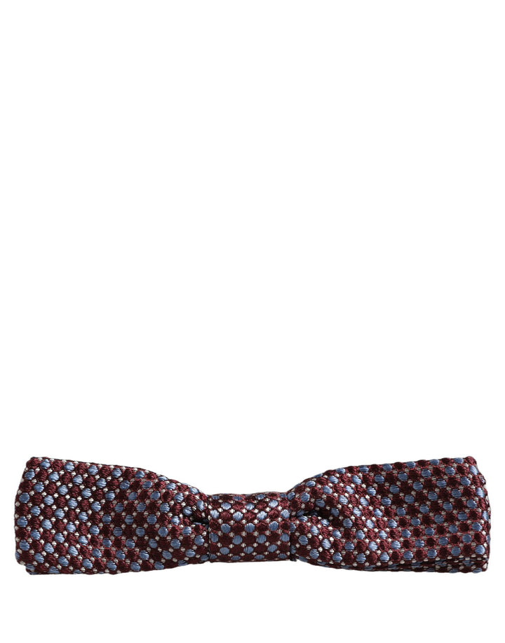 Dolce & Gabbana Blue Burgundy Woven Adjustable Neck Papillon Bow Tie