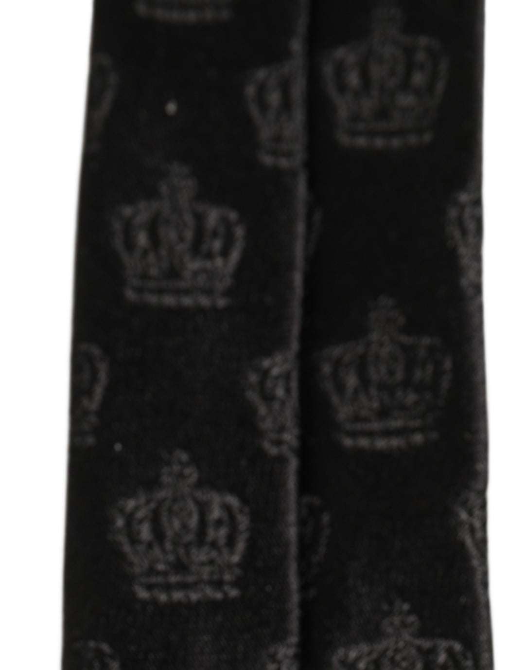 Dolce & Gabbana Men Black Crown Print Silk Adjustable Tied Necktie Tie