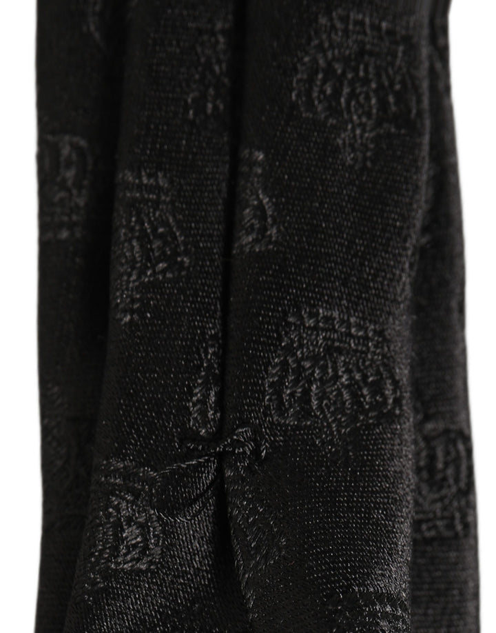 Dolce & Gabbana Men Black Crown Print Silk Adjustable Tied Necktie Tie