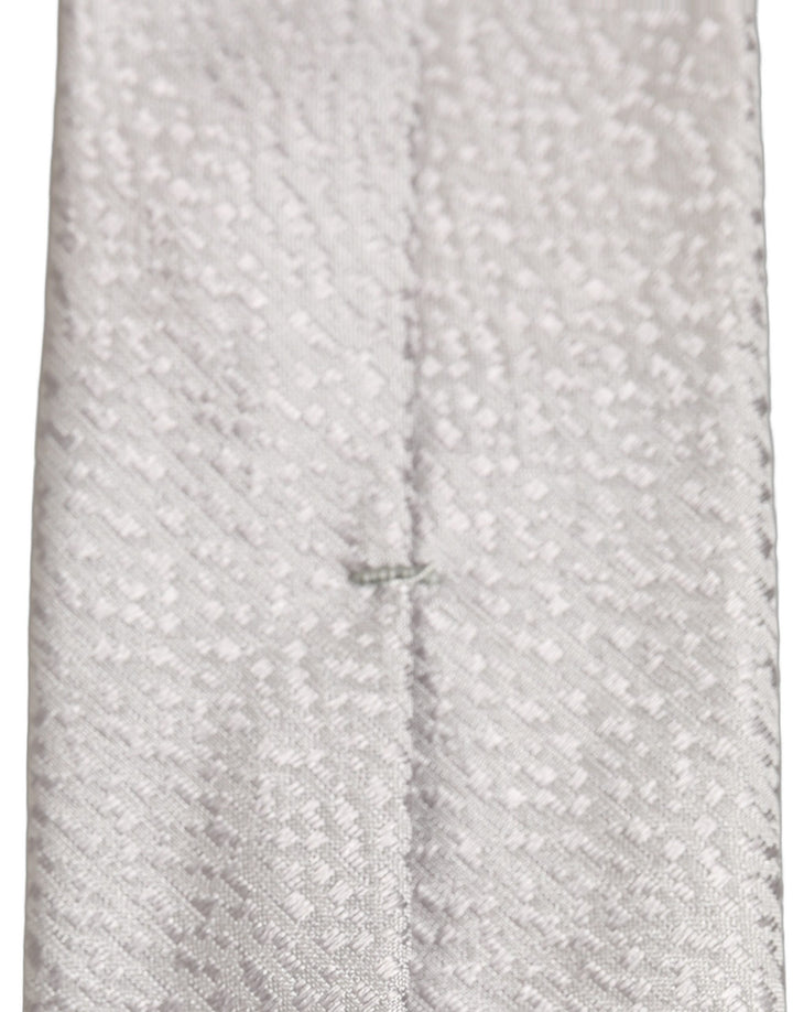 Dolce & Gabbana Men Gray 100% Silk Textured Adjustable Tied Necktie Tie