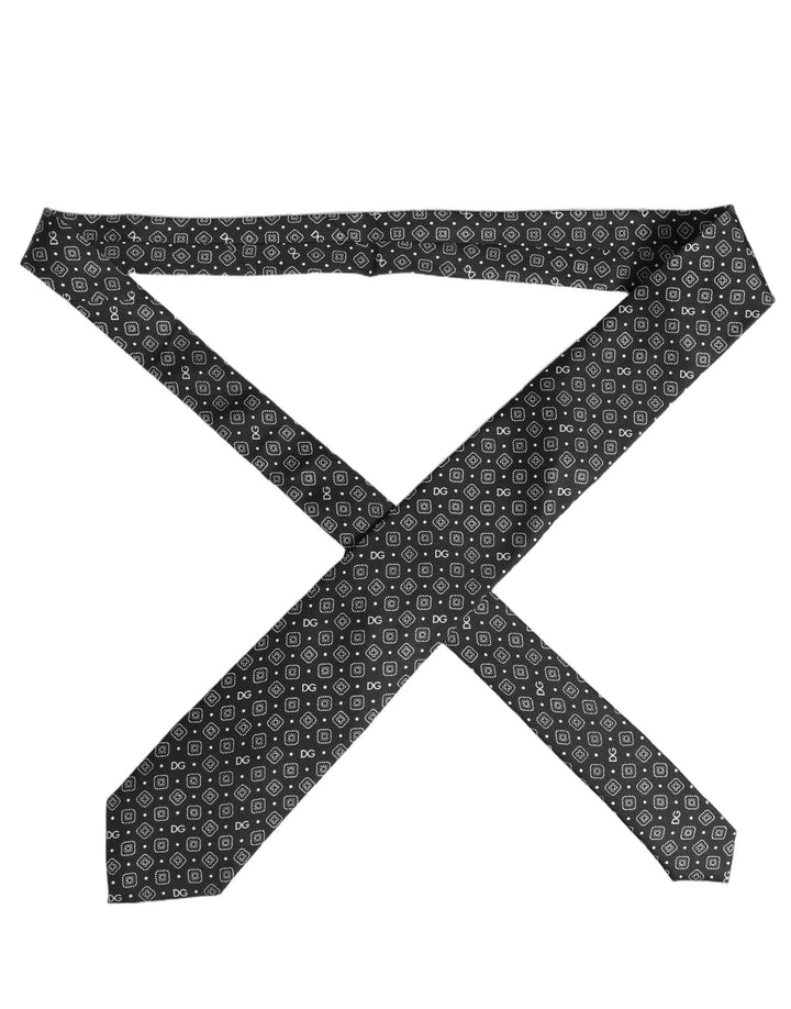 Dolce & Gabbana Men Black DG Logo 100% Silk Adjustable Tied Necktie Tie