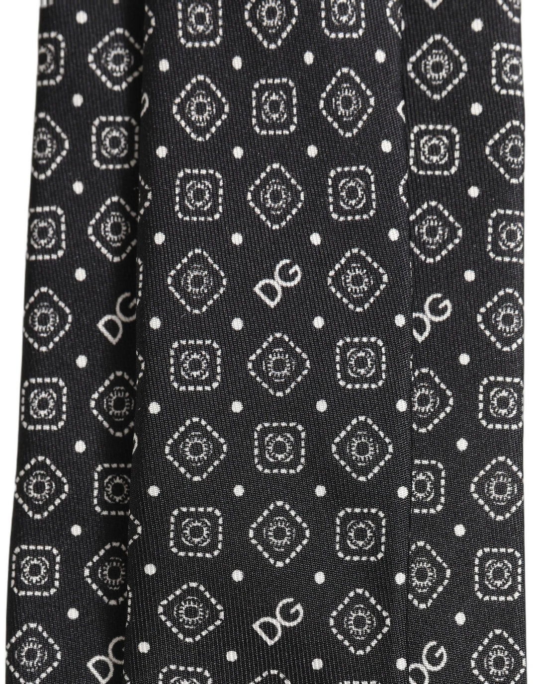 Dolce & Gabbana Men Black DG Logo 100% Silk Adjustable Tied Necktie Tie