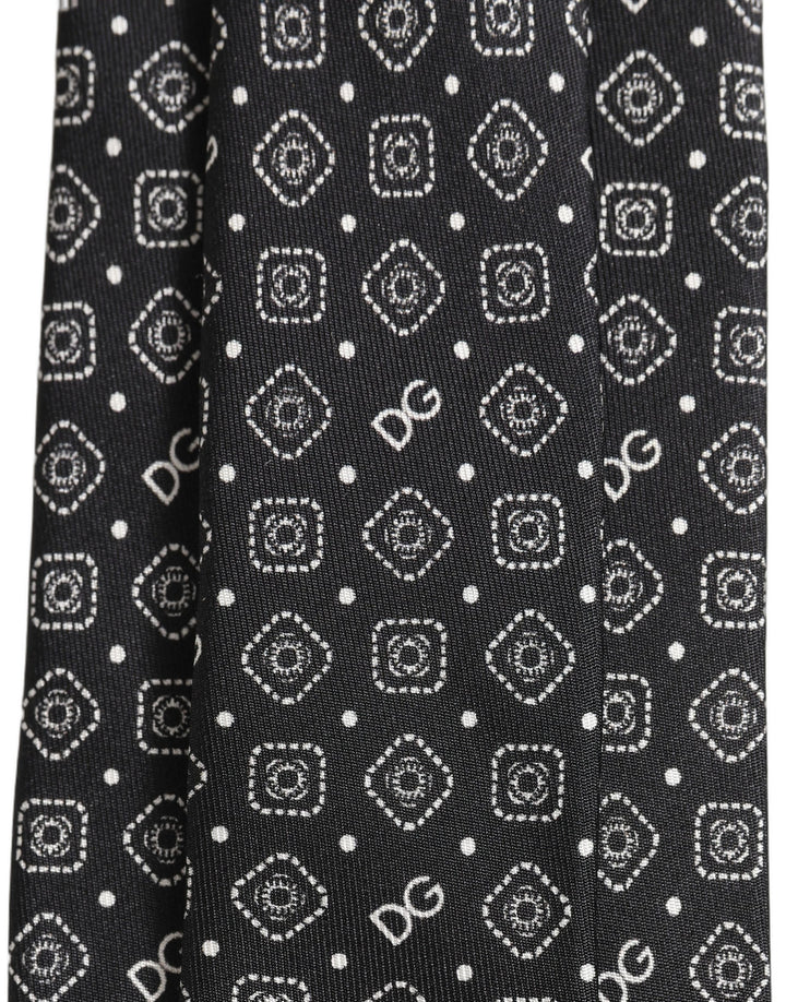Dolce & Gabbana Men Black DG Logo 100% Silk Adjustable Tied Necktie Tie