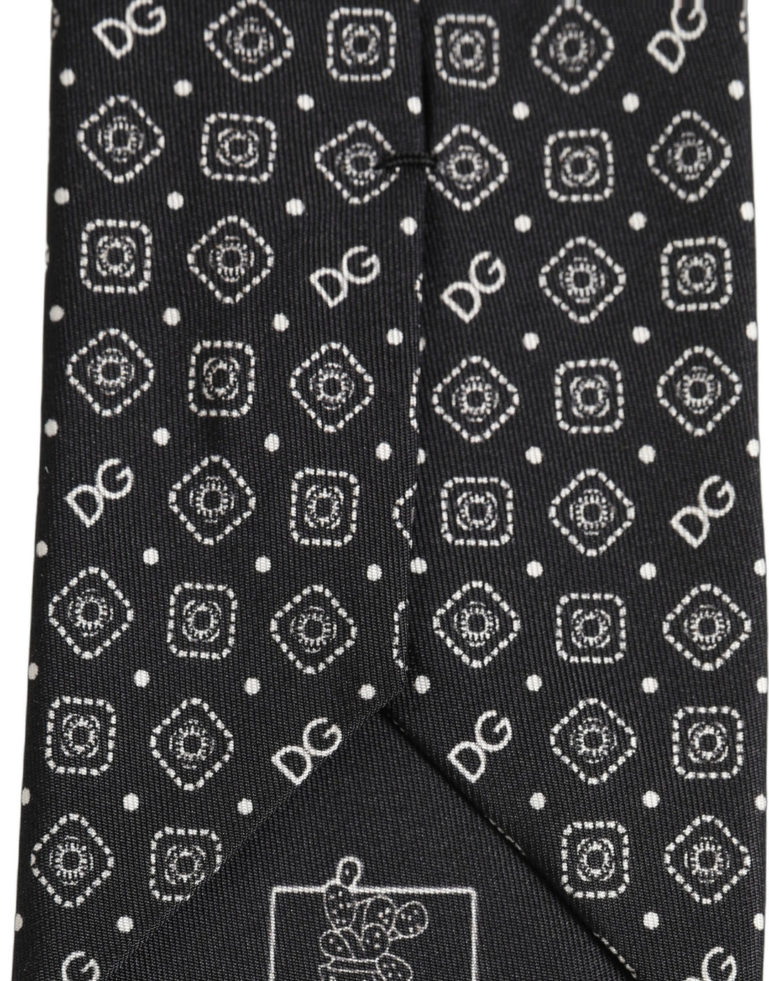 Dolce & Gabbana Men Black DG Logo 100% Silk Adjustable Tied Necktie Tie