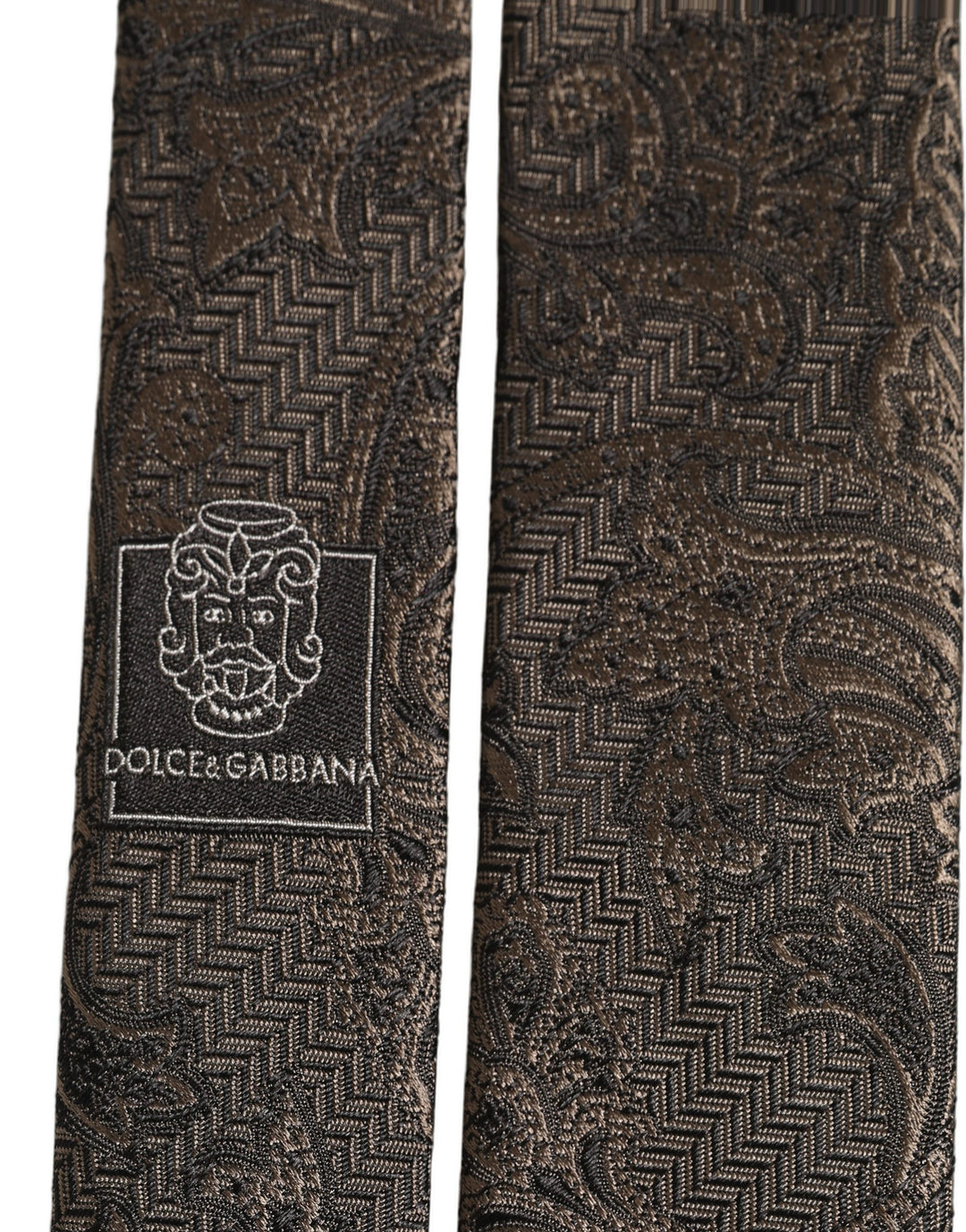 Dolce & Gabbana Men Brown Paisley 100% Silk Adjustable Tied Necktie Tie