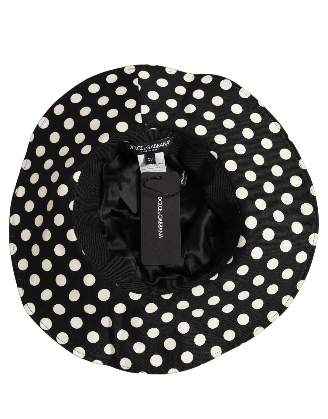 Dolce & Gabbana Black White Polka Dot Cotton Bucket Capello Hat