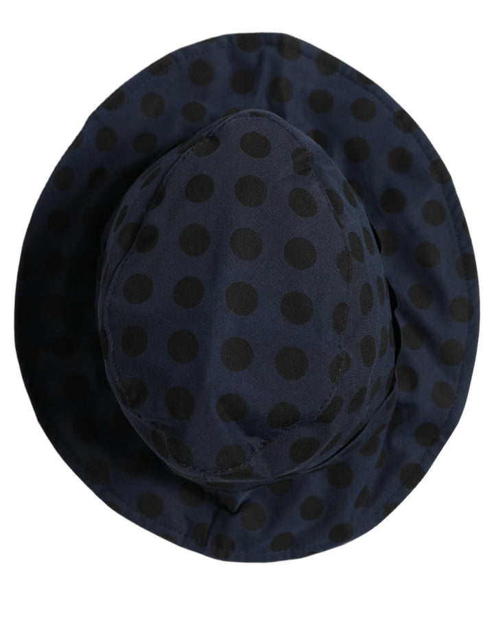 Dolce & Gabbana Blue Black Polka Dot Cotton Bucket Capello Hat