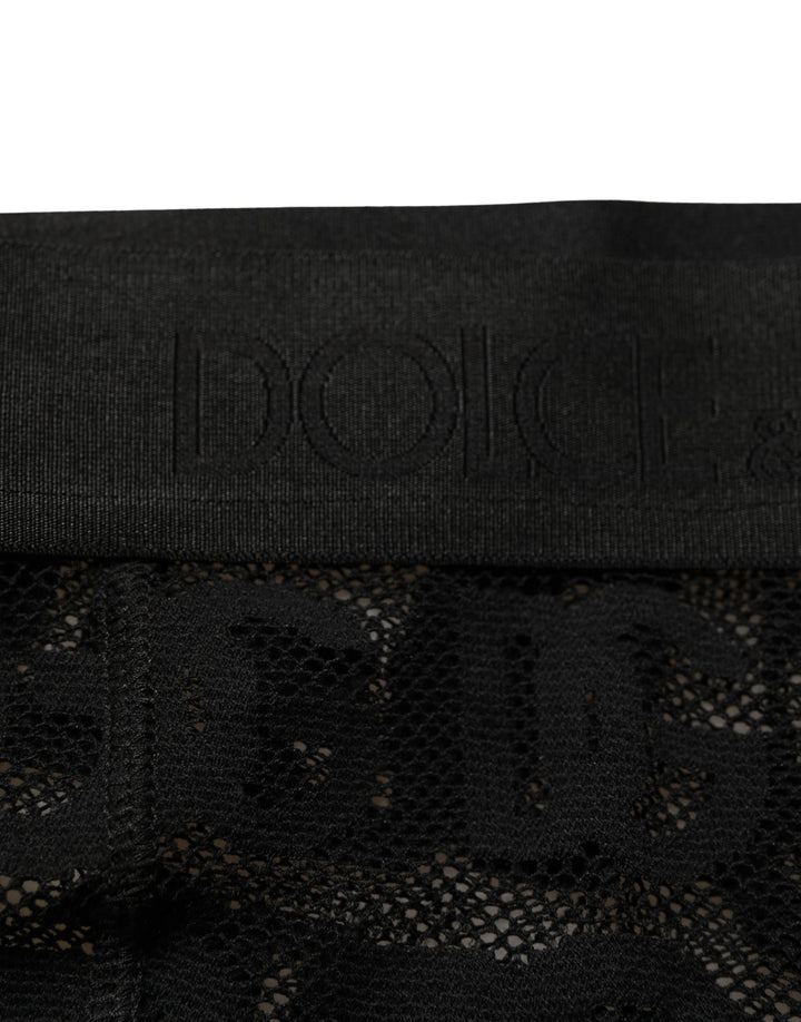 Dolce & Gabbana Black All Over Logo Print Sheer Pantyhose Underwear