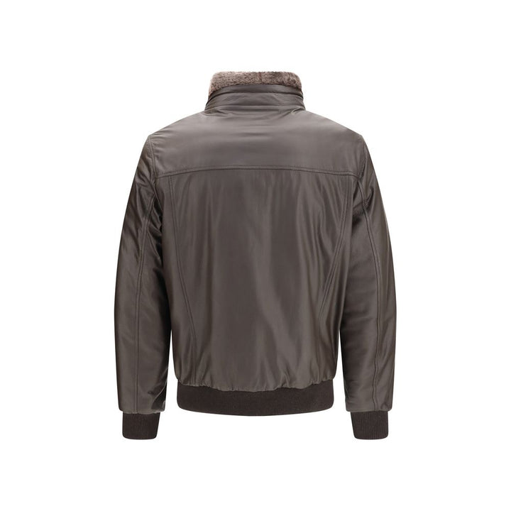 MooRER Brown Leather Full-Length Jacket