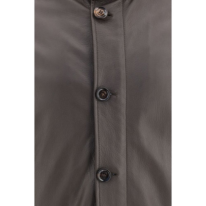 MooRER Brown Leather Full-Length Jacket