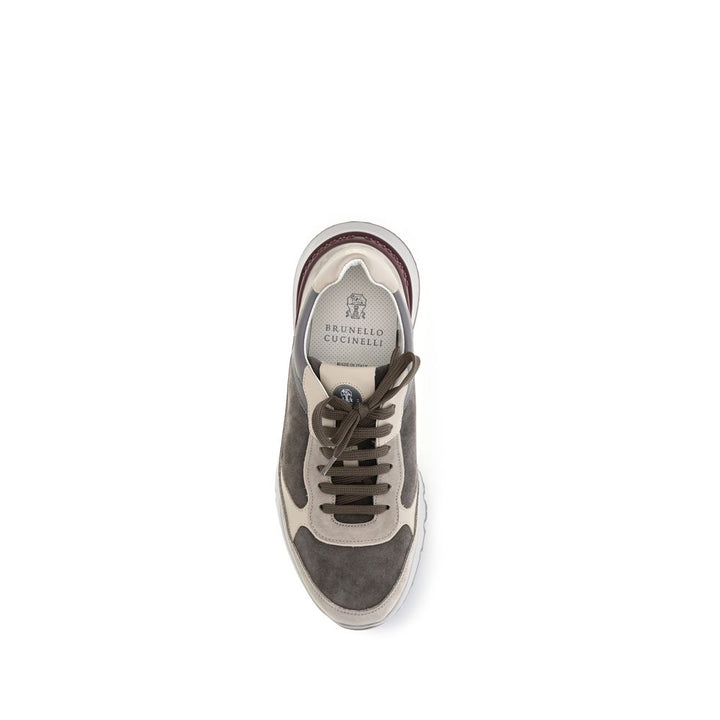 Brunello Cucinelli Gray Calf Leather Bos Taurus Chunky Sneakers