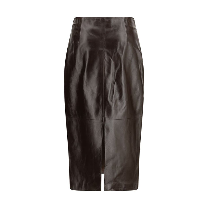 Arma Brown Leather Long Skirt