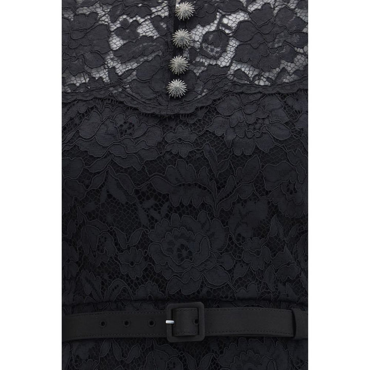 Self-Portrait Black Polyester Casual Dress