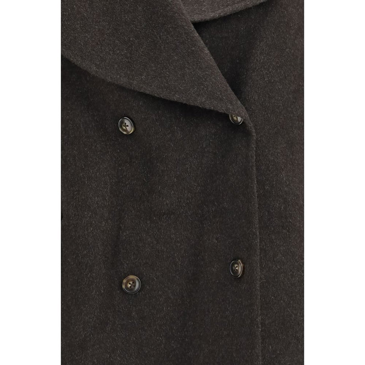 Loulou De Saison Brown Wool Oves Aries Full-Length Jacket