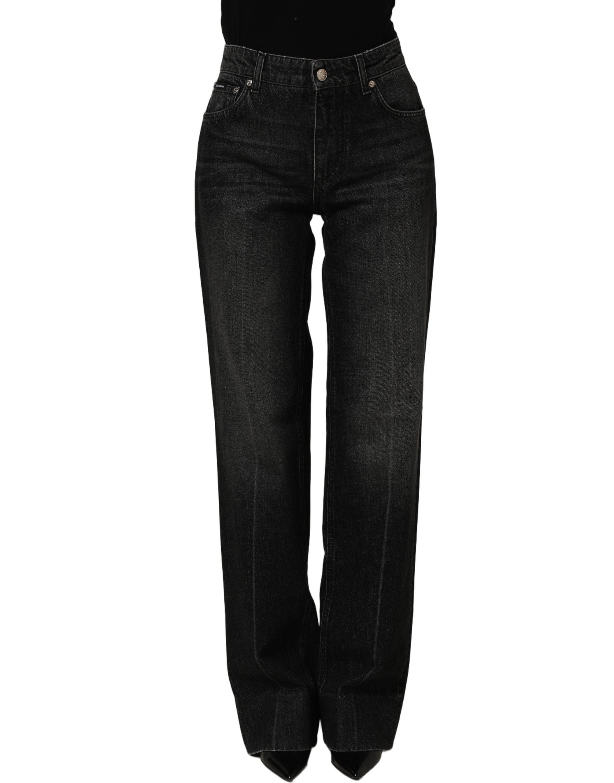 パンツ dolce&gabbana straight denim pants black Dolce & Gabbana Black Cotton Stretch Straight Denim Jeans – SEYMAYKA