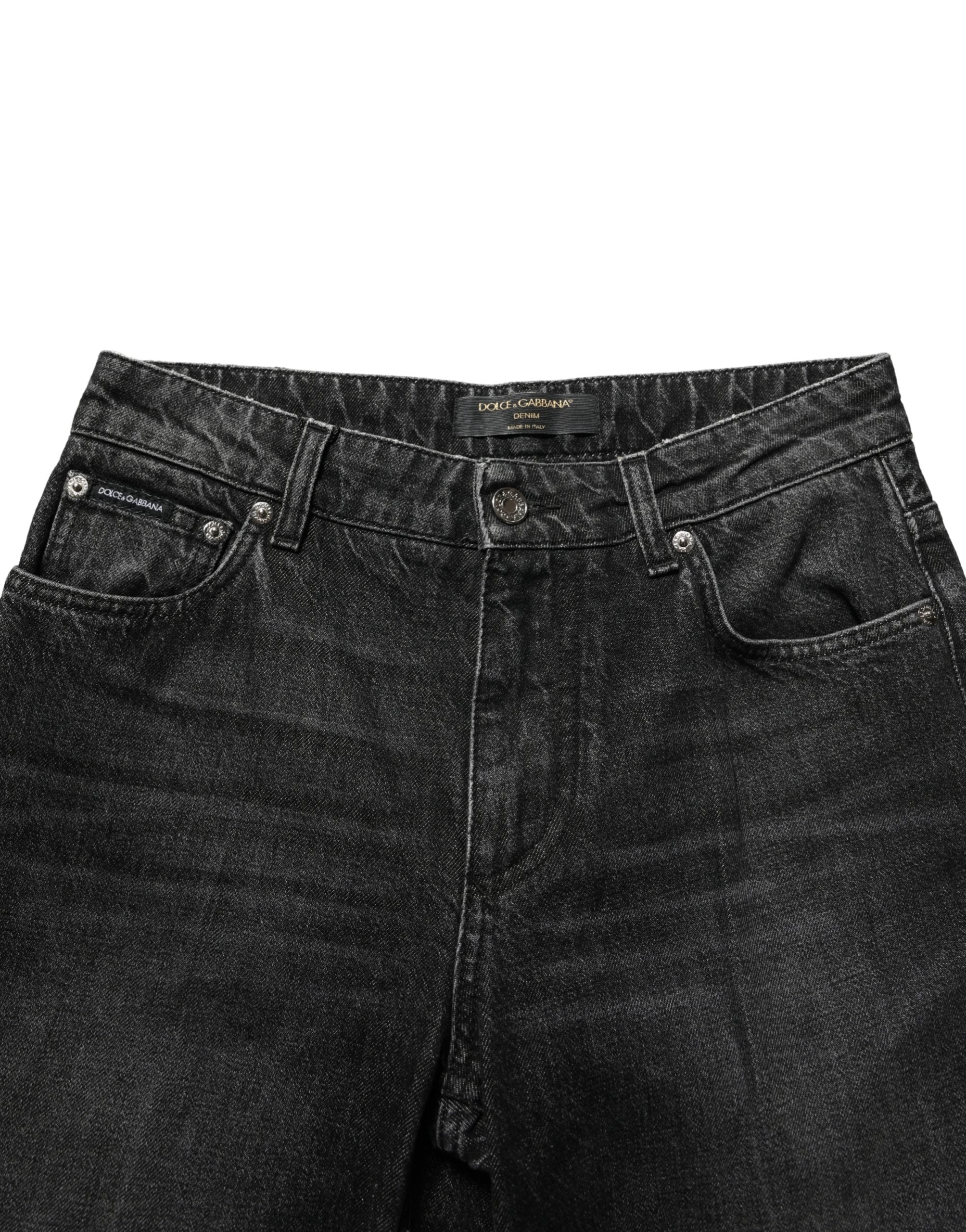 Dolce & Gabbana Black Cotton Stretch Straight Denim Jeans – SEYMAYKA