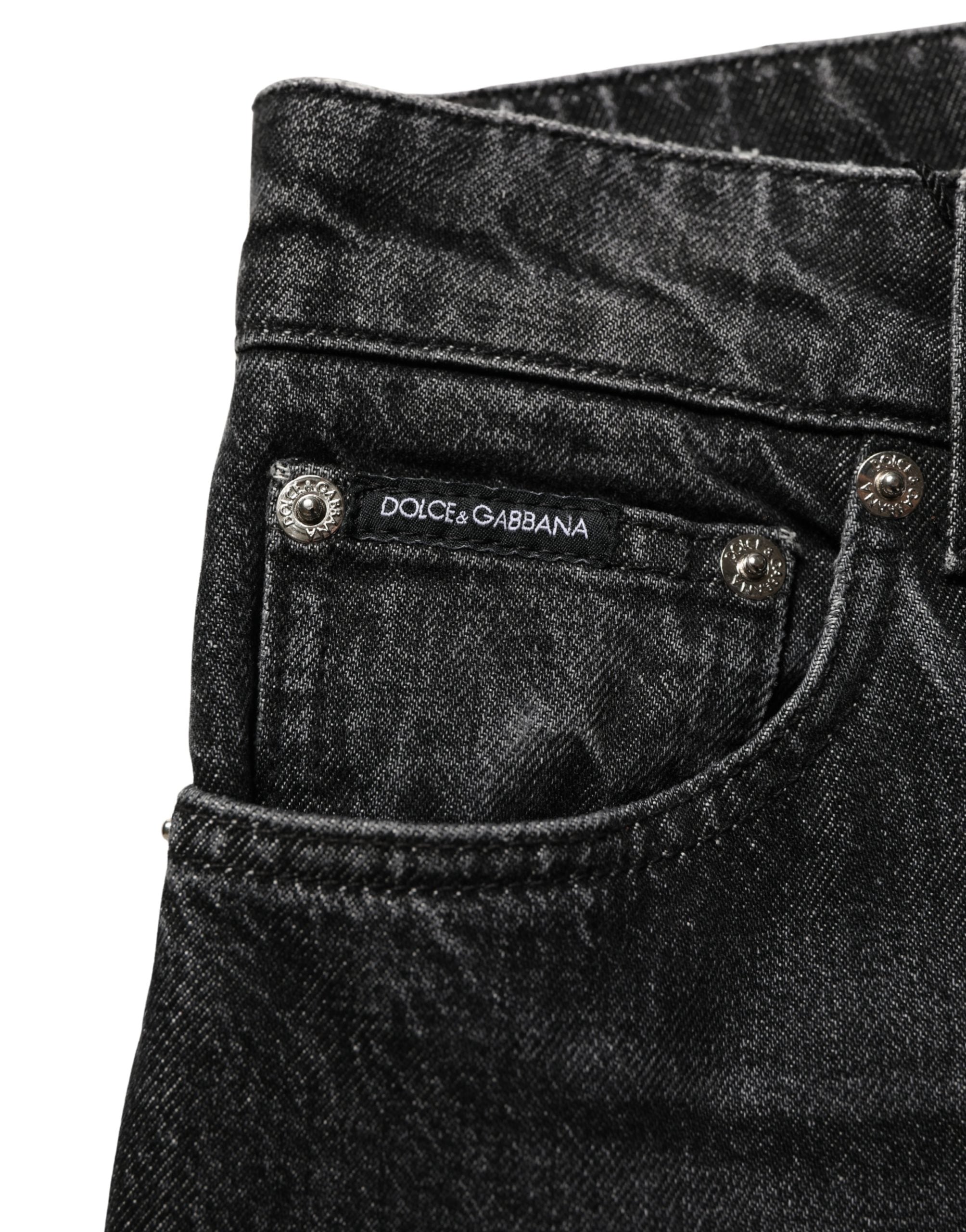 Dolce & Gabbana Black Cotton Stretch Straight Denim Jeans – SEYMAYKA