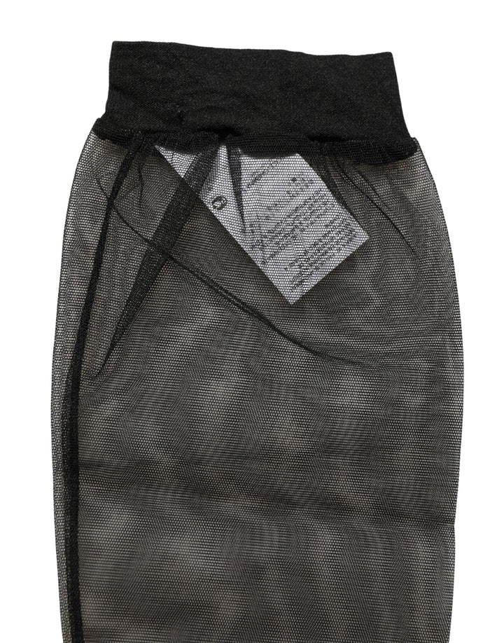 Dolce & Gabbana Black Nylon Mesh Sheer Calf Long Accessory Socks