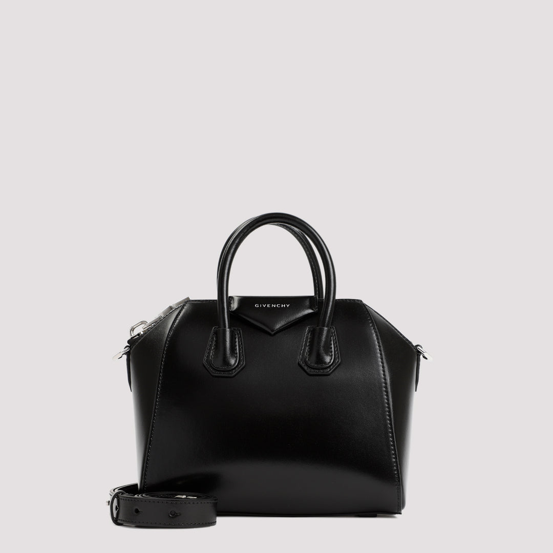 Mini Antigona bag in black leather-0