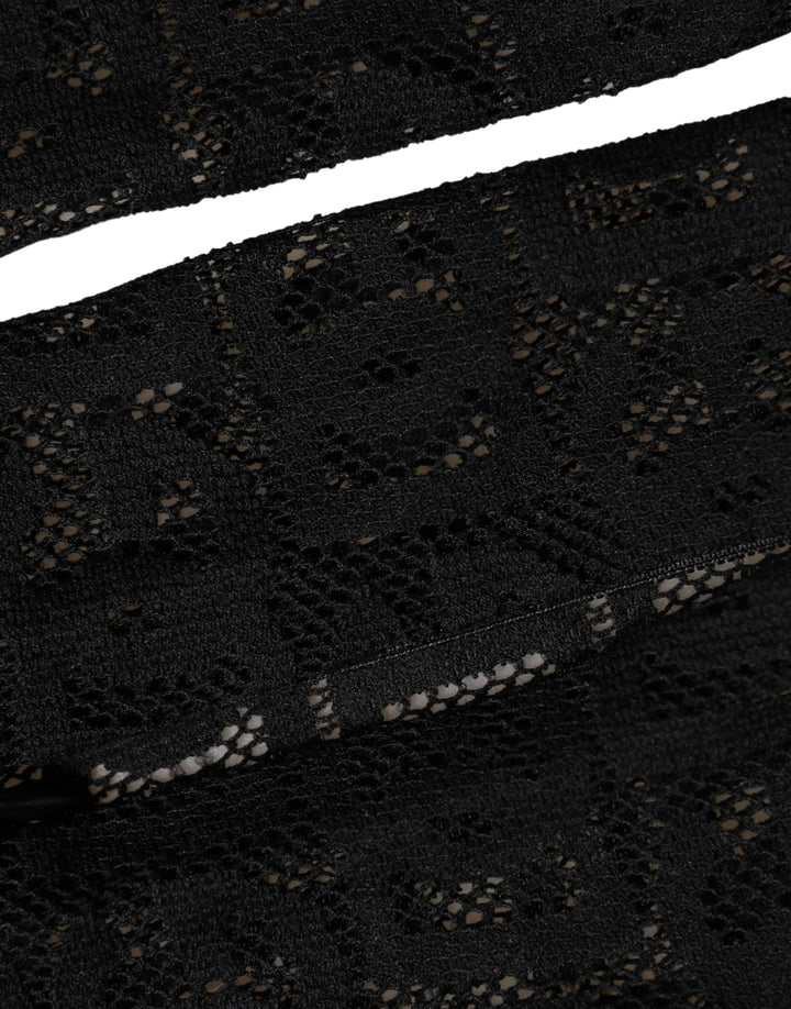 Dolce & Gabbana Black DG Logo Sheer Nylon Thigh High Socks