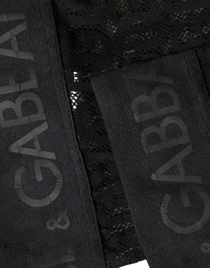 Dolce & Gabbana Black DG Logo Sheer Nylon Thigh High Socks