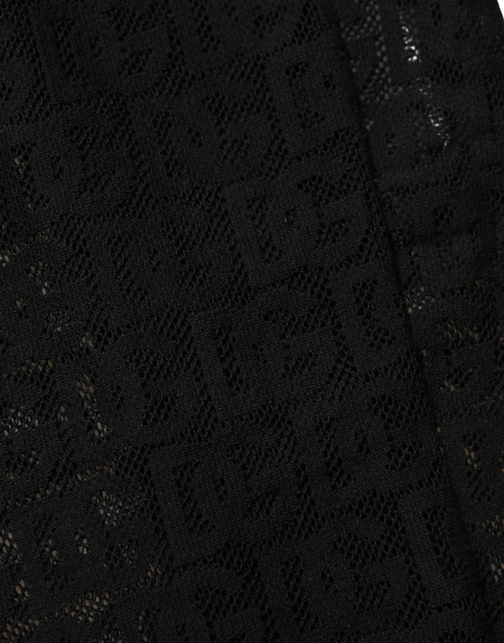 Dolce & Gabbana Black DG Logo Sheer Nylon Thigh High Socks