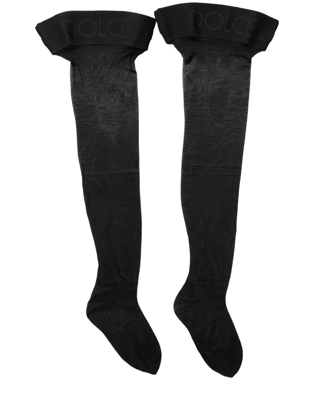 Dolce & Gabbana Black Nylon Logo Calf Long Women Accessory Socks