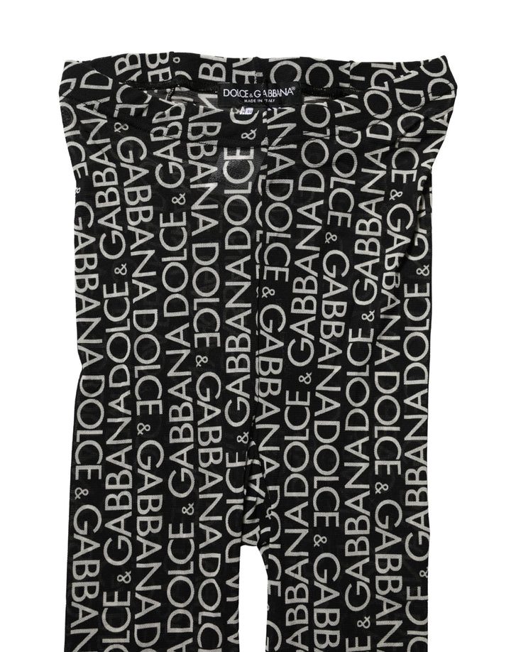 Dolce & Gabbana Black White All Over Print Sheer Stretch Tights Socks