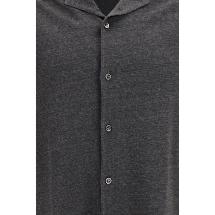 Brunello Cucinelli Gray Linen Shortsleeve Shirt