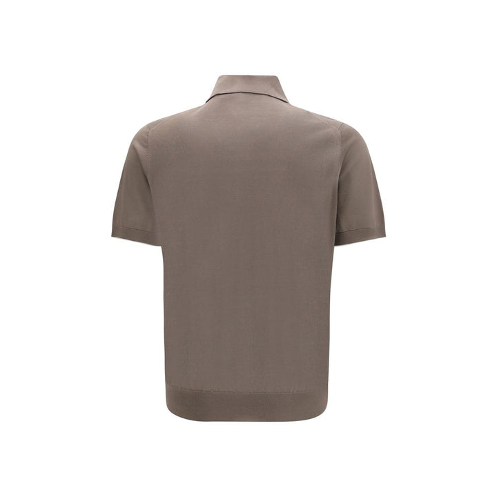 Brunello Cucinelli Brown Cotton Polo Shirt