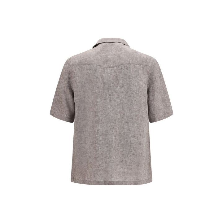Brunello Cucinelli Gray Linen Shortsleeve Shirt