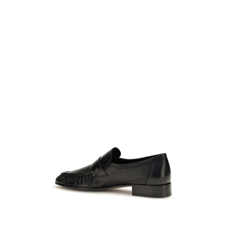 The Row Black Calf Leather Bos Taurus Slip-On Loafers