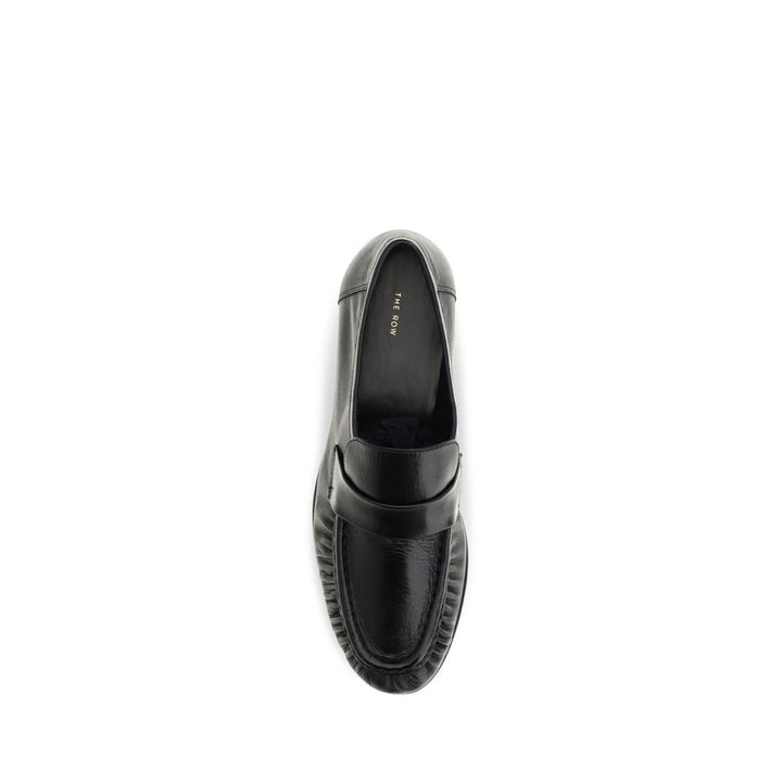 The Row Black Calf Leather Bos Taurus Slip-On Loafers