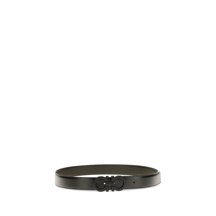 Ferragamo Black Calf Leather Bos Taurus Regular Belt