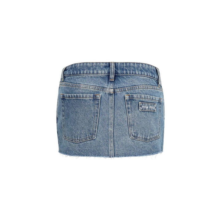 Miu Miu Blue Cotton Mini Skirt